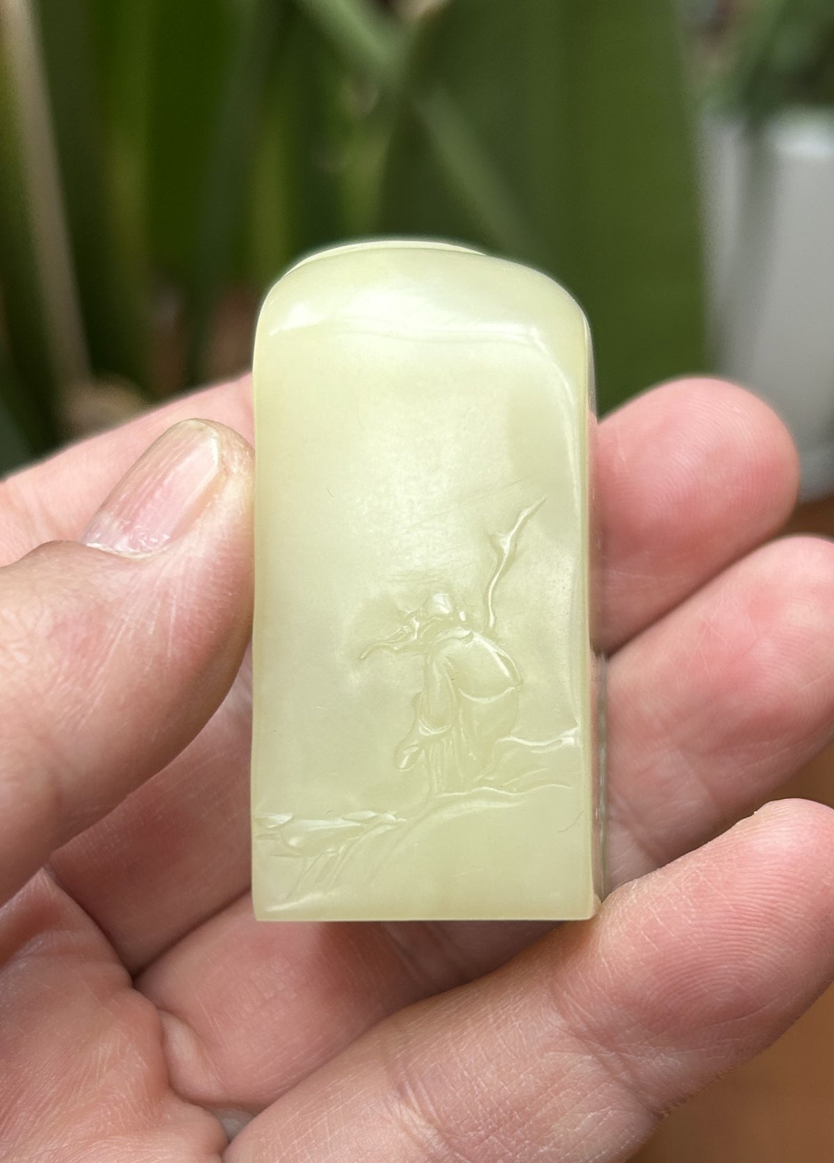Chinese Shoushan Stone Seal Blank, Engraved Rectangle for Name/Calligraphy