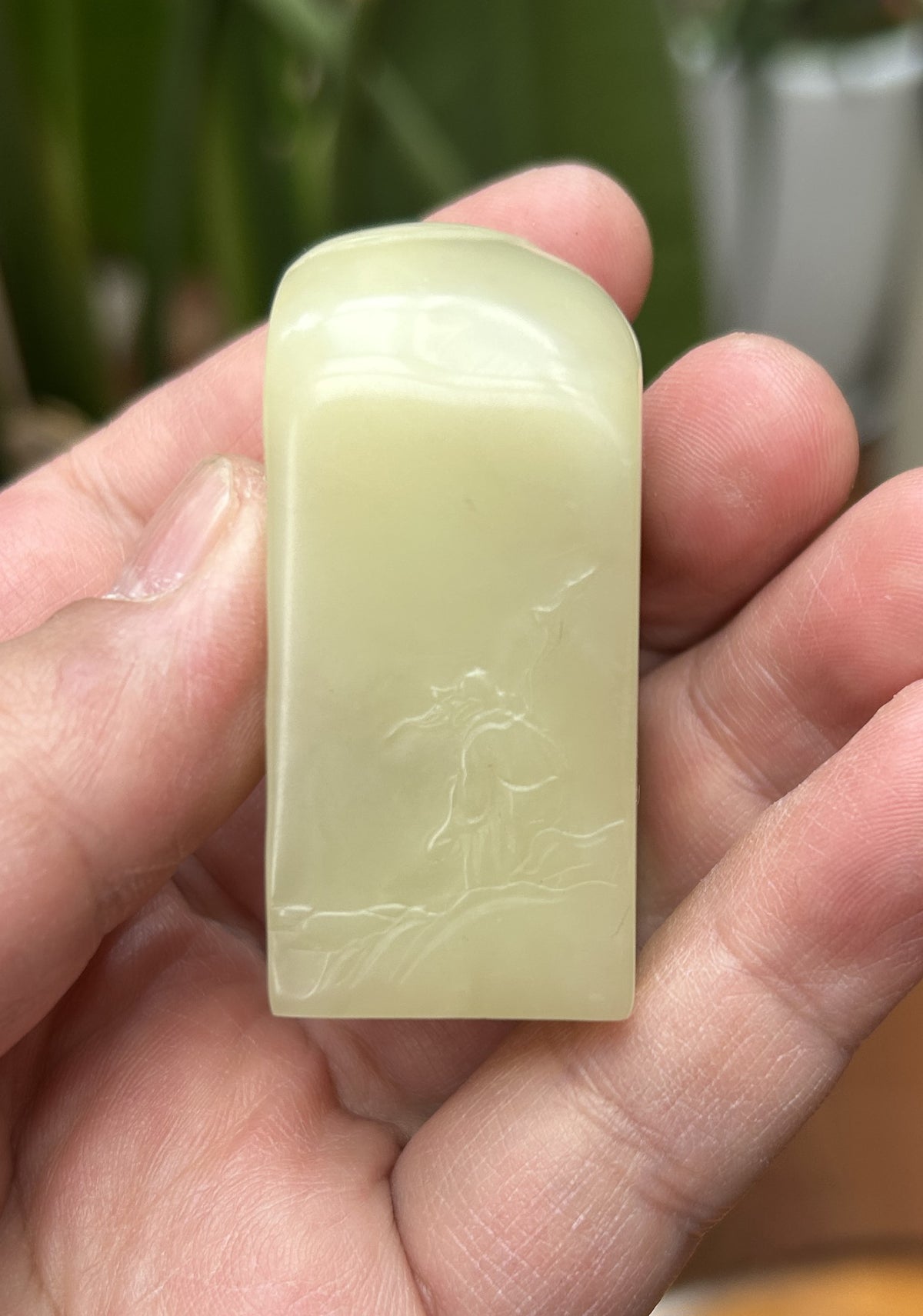 Chinese Shoushan Stone Seal Blank, Engraved Rectangle for Name/Calligraphy
