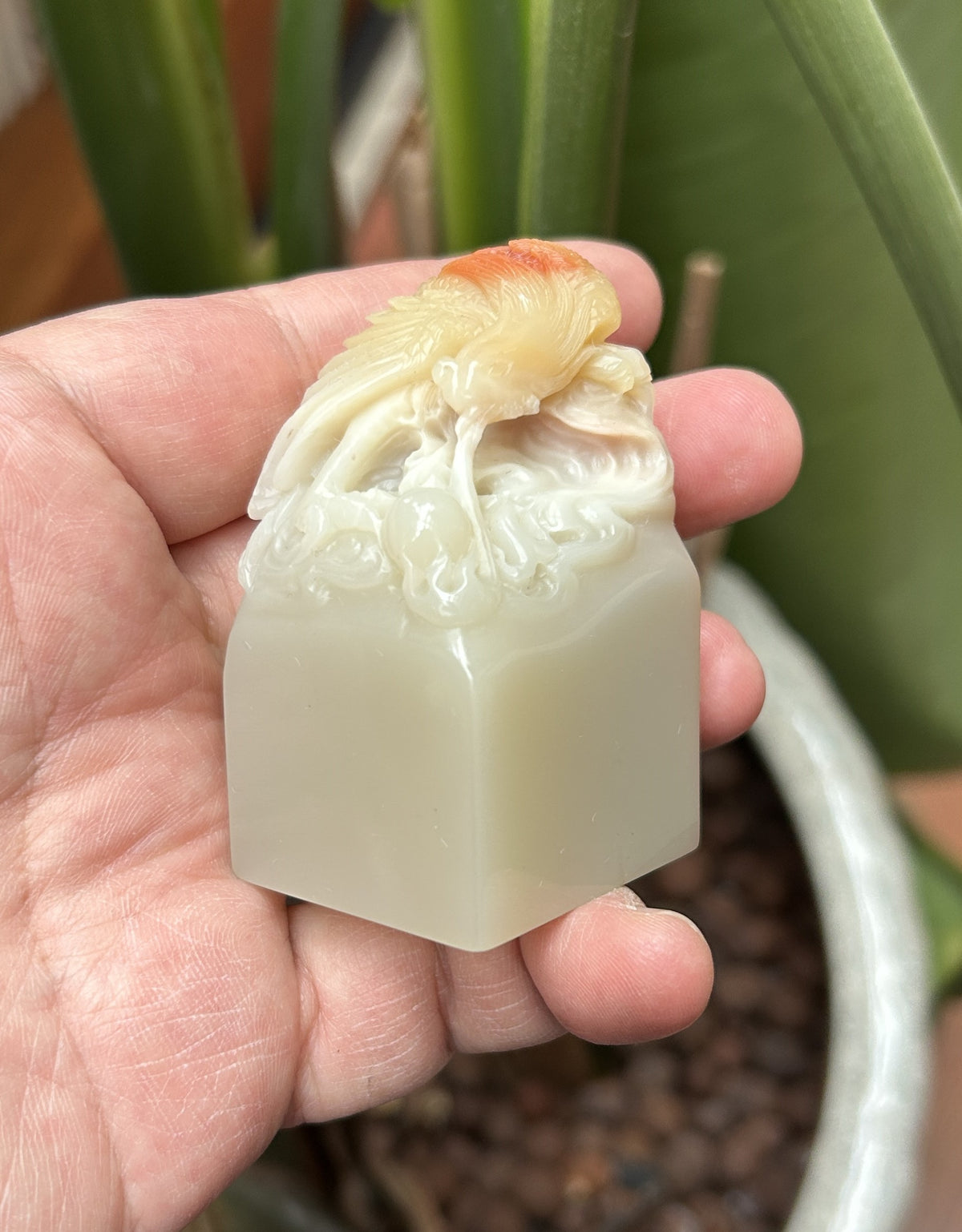 Lao Stone Hand-Carved Phoenix Seal Blank - Auspicious Top Engraving