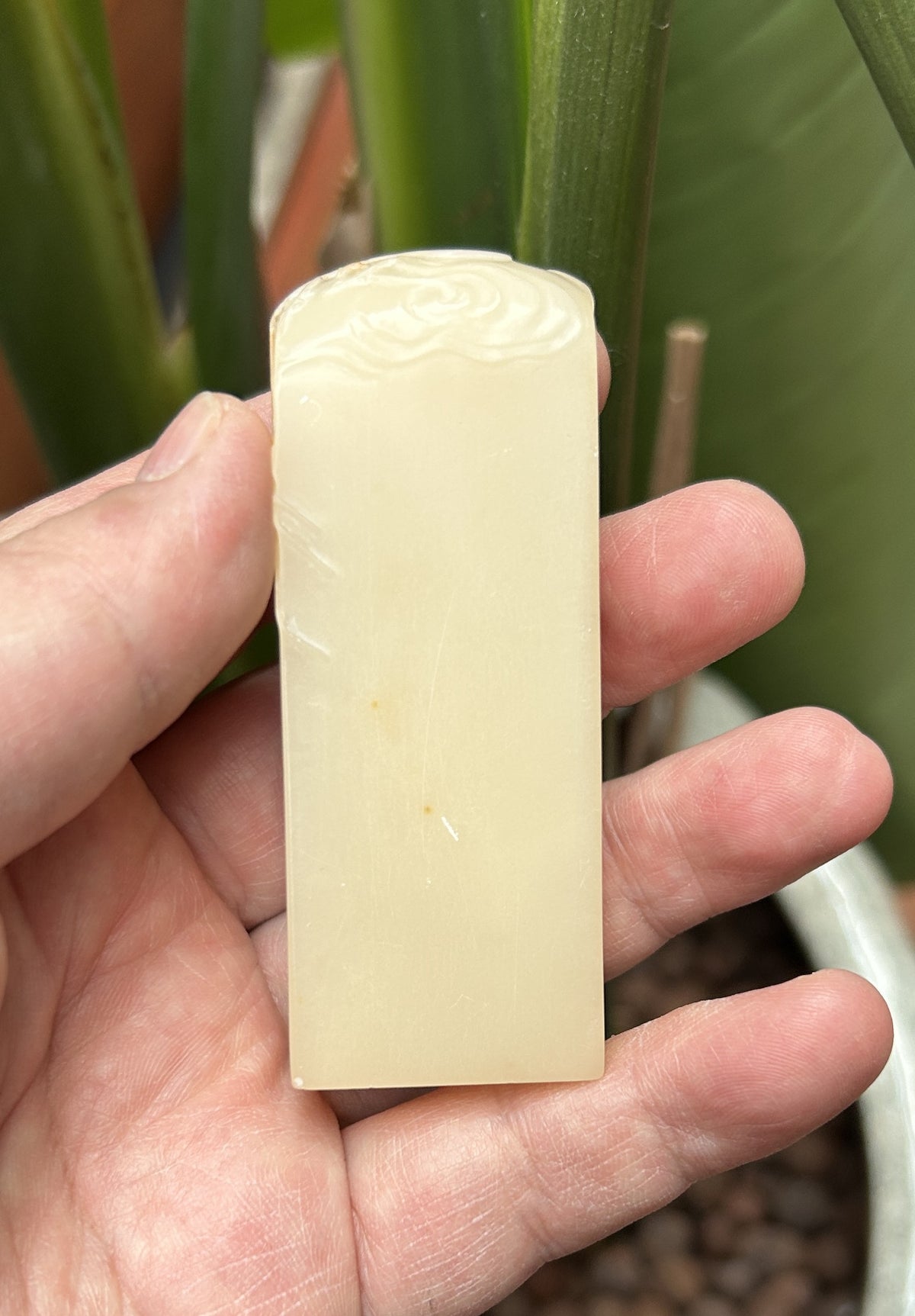 Shoushan Stone Seal Blank - Hand-Carved Cloud Pattern, Scholar's Studio