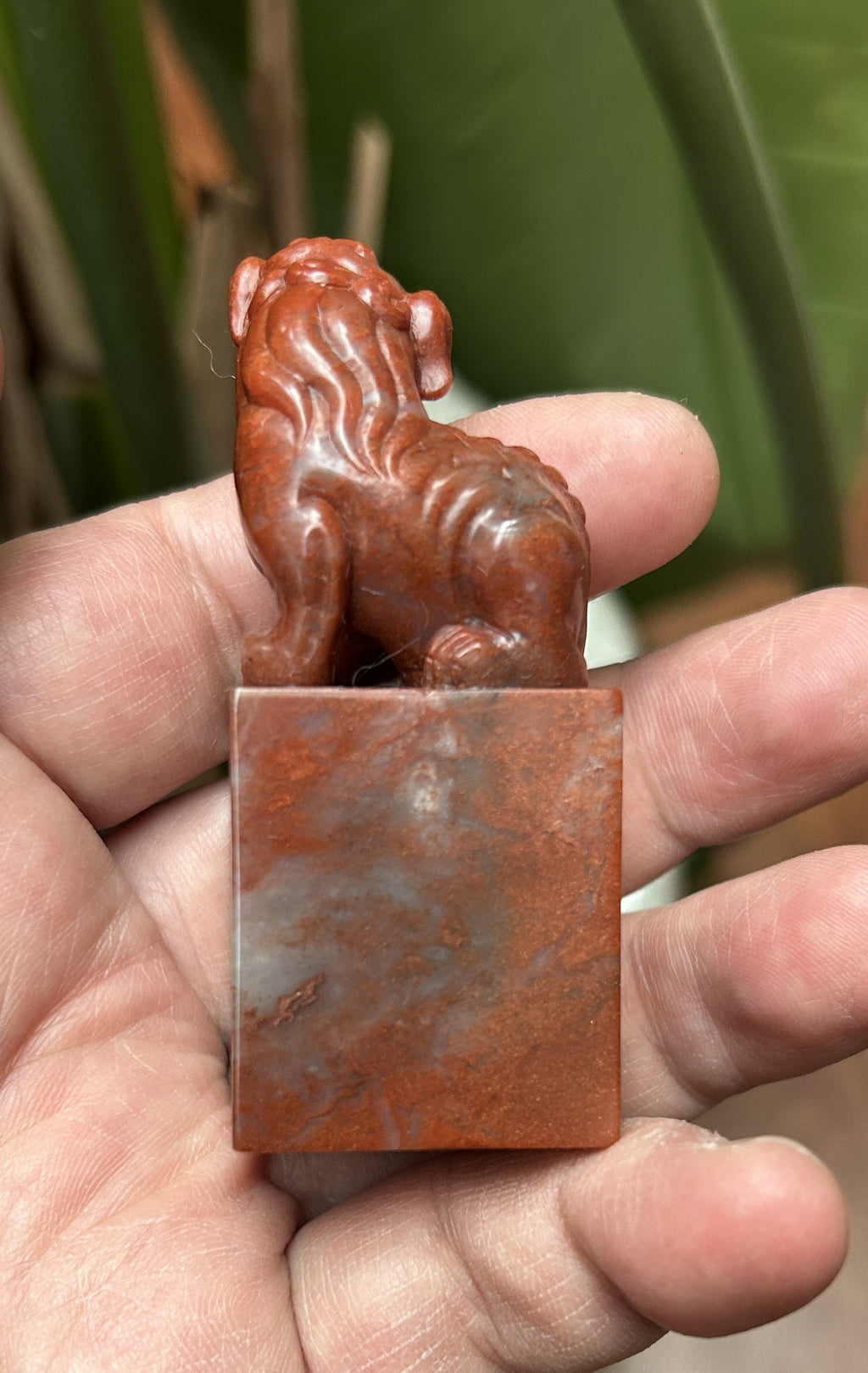 Shoushan Stone Seal Blank - Hand-Carved Beast Knob, Square Base