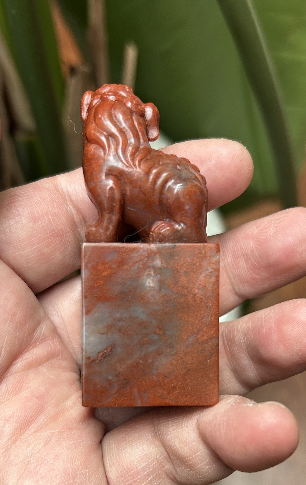 Shoushan Stone Seal Blank - Hand-Carved Beast Knob, Square Base