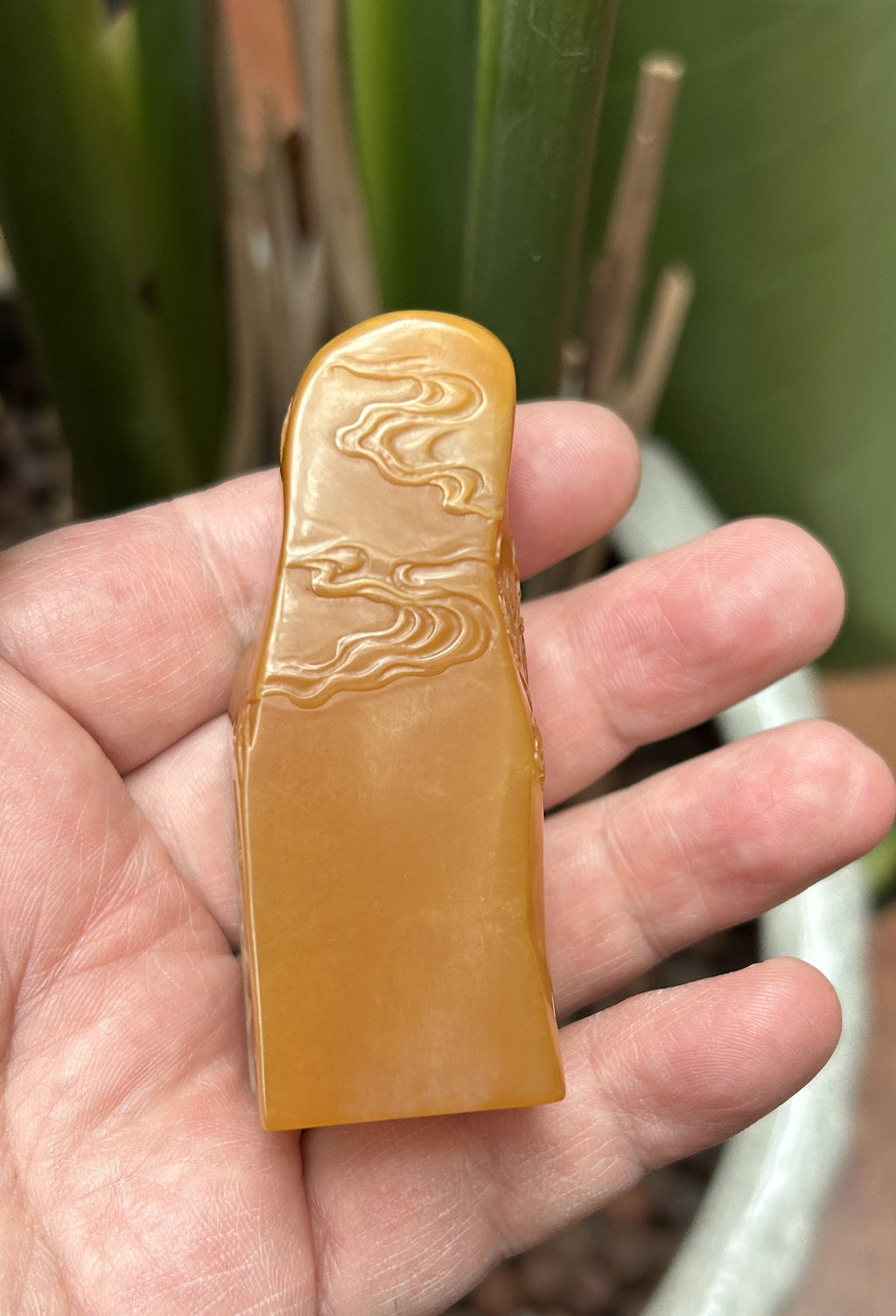 Laos Northern Tian Huang Stone Seal Blank - Hand-Carved Bird & Flower