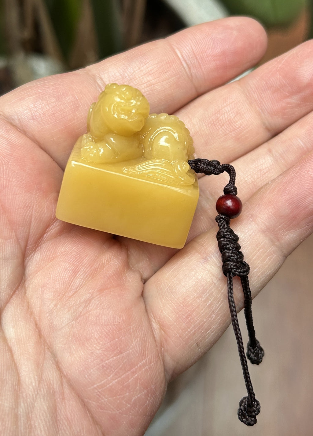 Shoushan Qijiang Stone Seal - Hand-Carved Beast, Rectangular Base