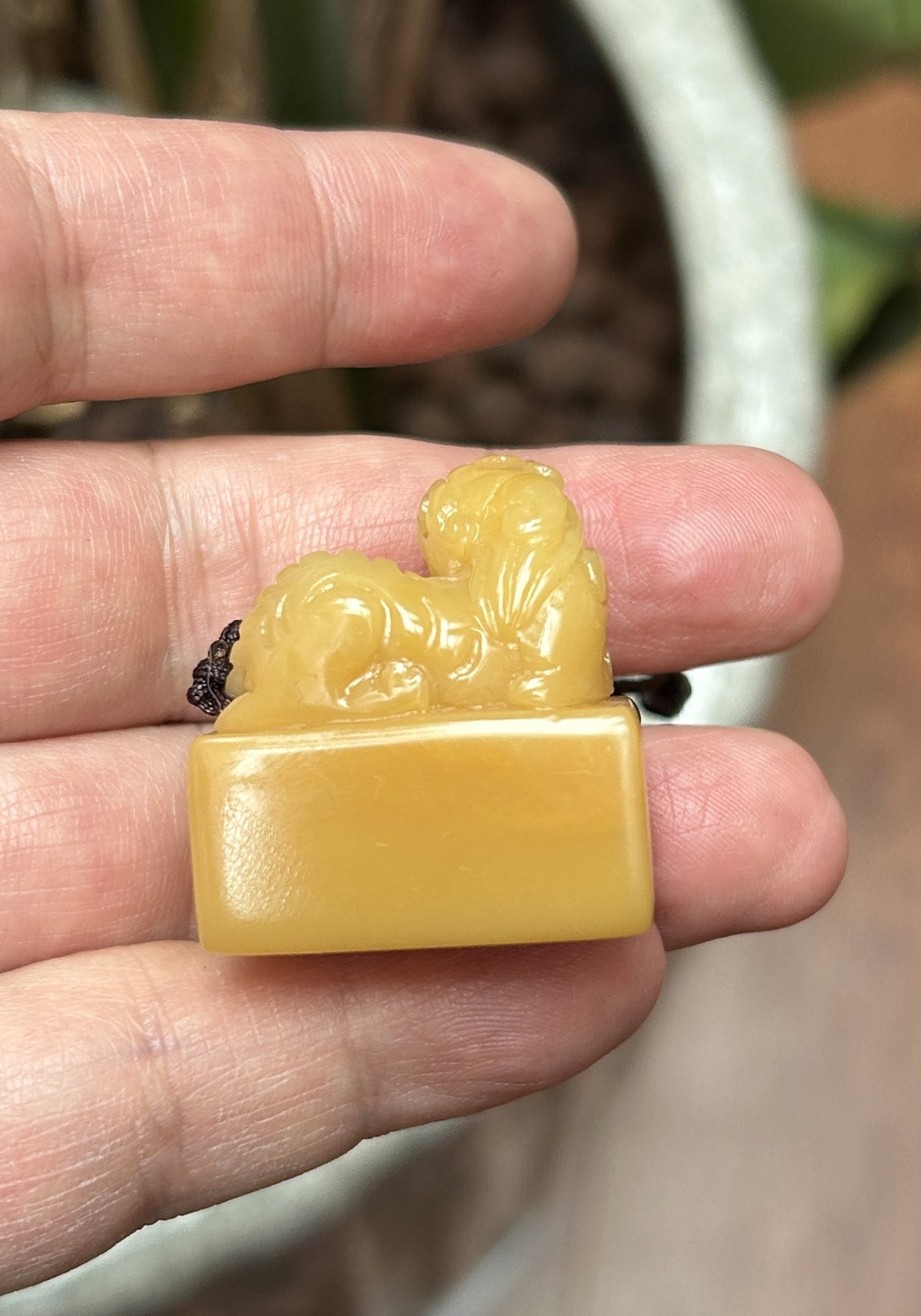 Shoushan Qijiang Stone Seal - Hand-Carved Beast, Rectangular Base