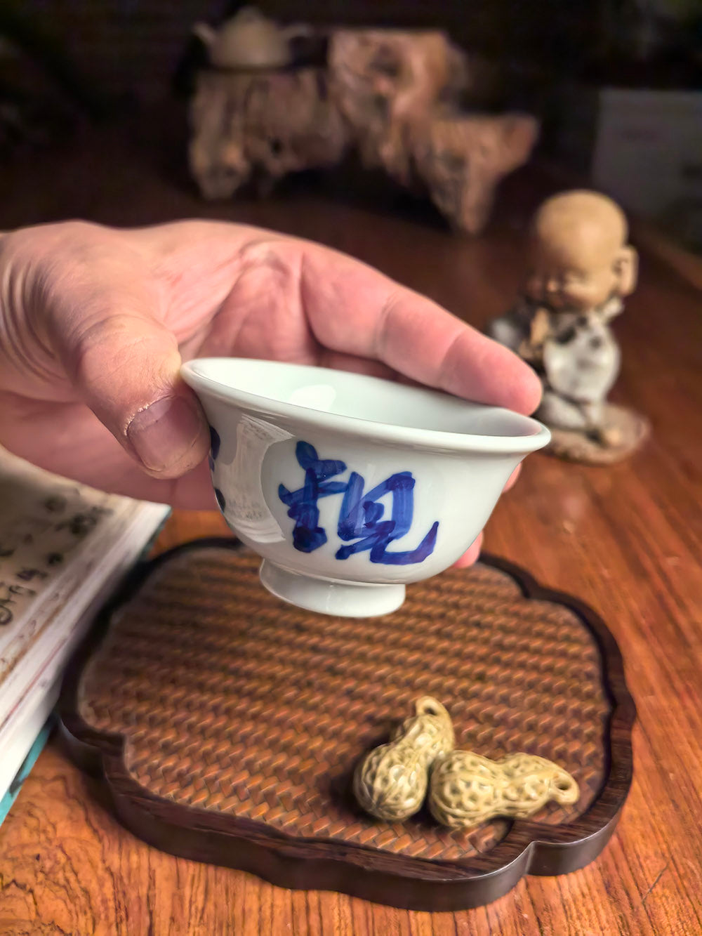 Jingdezhen Handmade Qingbai Porcelain "Press-Hand" (Ya Shou) Tea Cup