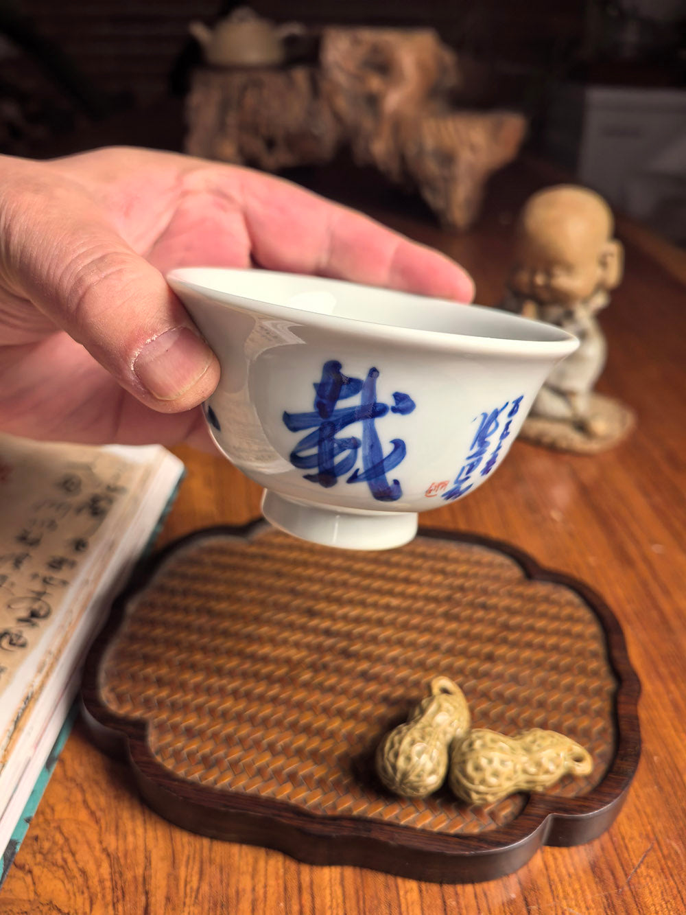 Jingdezhen Handmade Qingbai Porcelain 'Press-Hand' Tea Cup