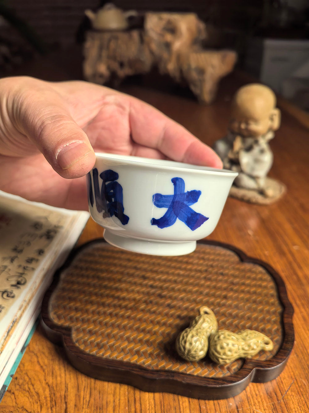 Jingdezhen Handmade Qingbai Porcelain Flat Tea Cup