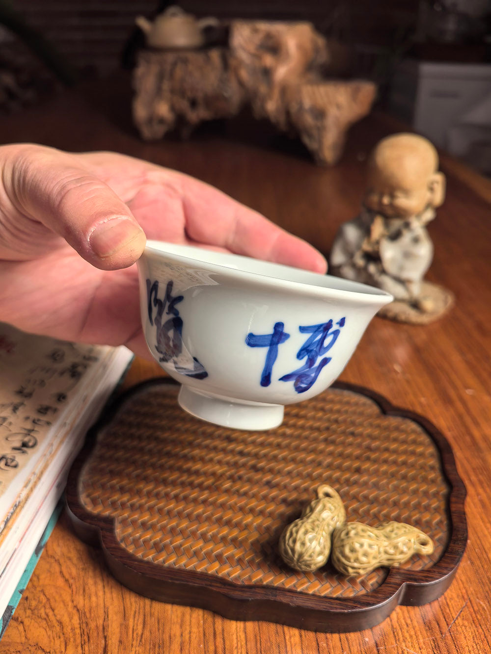 Jingdezhen Handmade Qingbai Porcelain 'Press-Hand' Tea Cup