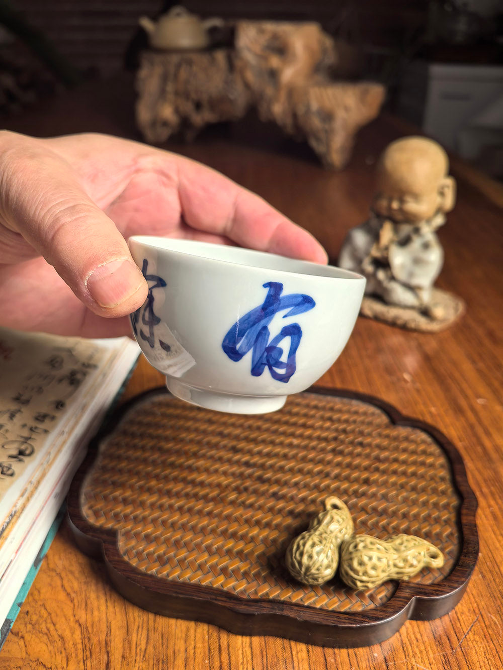 Jingdezhen Handmade Qingbai Porcelain Folded-Base Tea Cup