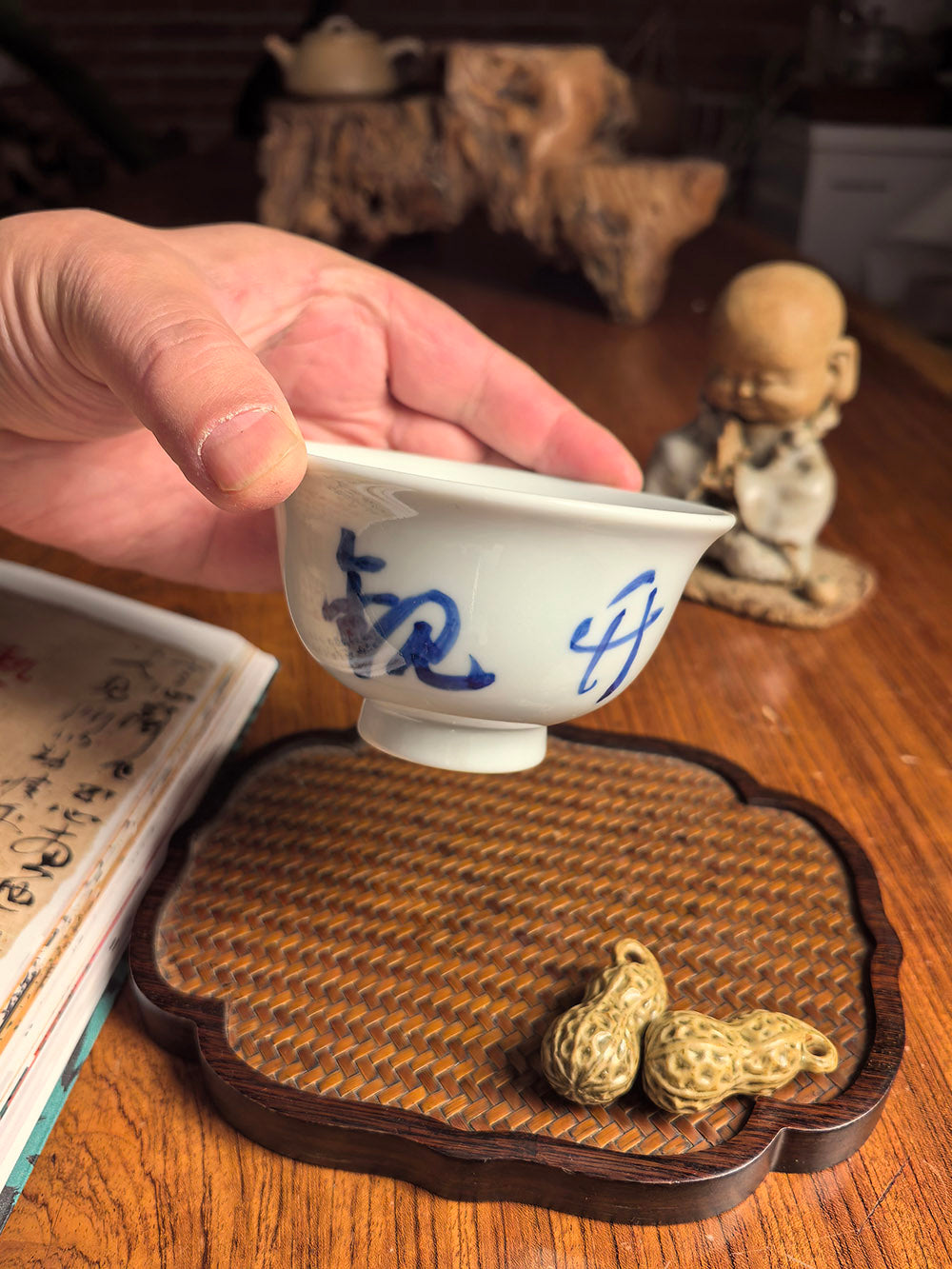 Jingdezhen Handmade Qingbai Porcelain 'Press-Hand' Tea Cup