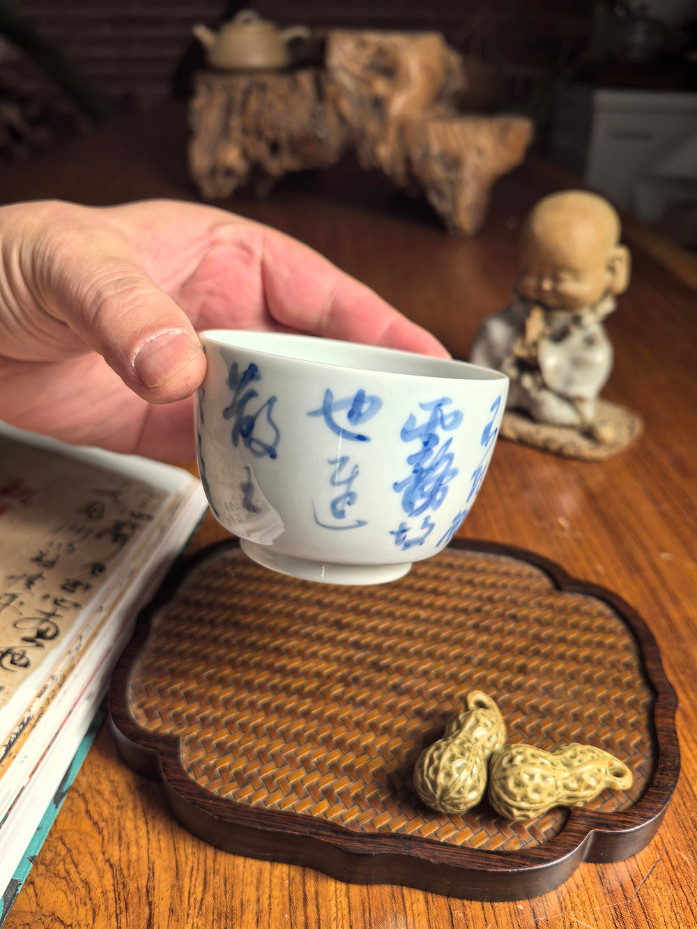 Jingdezhen Handmade Qingbai Porcelain Folded-Base Tea Cup
